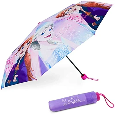 Image of BONNYCO Windproof Umbrella Kids Frozen Folding for Bag, Backpack or Travel Compact with Reinforced Structure Mini Girls Original Gifts