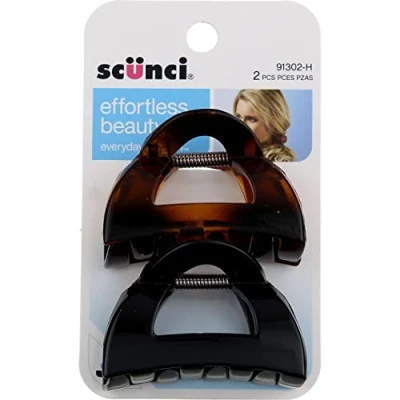 Image of Scunci 9130203h048 Clutch Jaw Clips Assorted Colors 2 Count