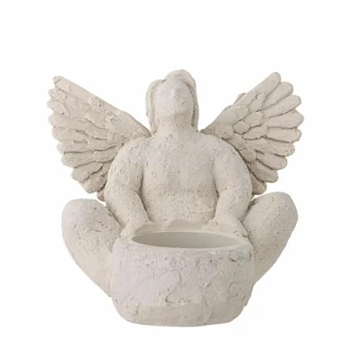 Image of Bloomingville Tea Light Holder, Polyresin, White, L11,5xH10xW8,5 cm