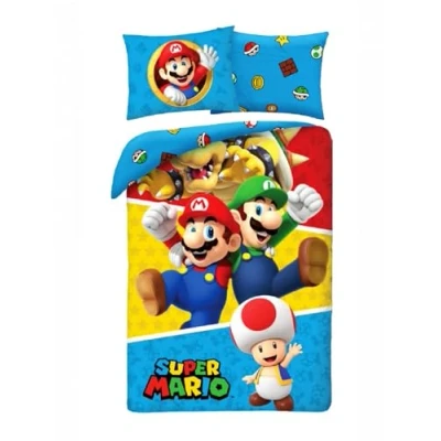 Image of Super Mario Bed Set with Luigi Toad Bowser Duvet Cover 140 x 200 cm Pillowcase 70 90 100% Cotton Multi Coloured