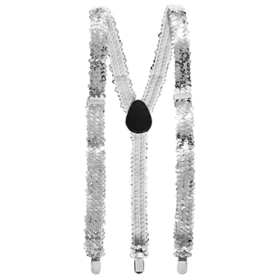 Image of Braces Silver Sequin Accessory for Fancy Dress