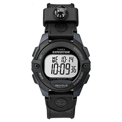 Image of Timex Unisex Quartz Watch with LCD Dial Digital Display and Black Resin Strap TW4B07700