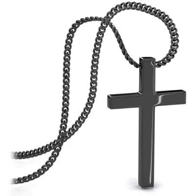 Image of SERASAR Ladies Necklace Black Women&#039;s Chain Cross Jewellery Girls Armoured Christian Wedding Day