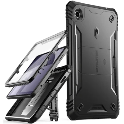 Image of Poetic Revolution Case Compatible with Galaxy Tab A9 8.7 inch (2023), Full Body Rugged Shockproof Protective Cover Kickstand and Built in Screen Protector, Black