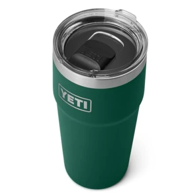 Image of YETI Rambler Cup, Vacuum Insulated Stainless Steel Stackable Cup with Magslider Lid, Black Forest Green, 20 oz (591 ml)