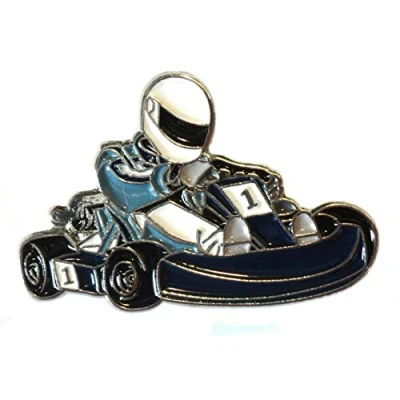 Image of Metal Enamel Pin Badge Brooch Go Kart Racer Karting Racing Wheels
