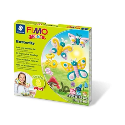 Image of STAEDTLER Fimo Kids Form &amp; Play Butterfly 7 Parts, clay, Multi Colour, 15.5 x 15.6 2.2 cm