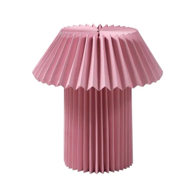 Image of Lindby table lamp Magali, pink, paper, Ø 34 cm, E14