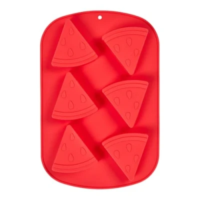 Image of Tala Silicone Baking Mould, 6 Cup Watermelon Shaped Mould for Individual Themed Cakes, Biscuits, Jelly&#039;s, Freezer Pops and Boiled Sweets, BPA Free Dishwasher Safe