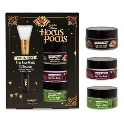 Image of MAD BEAUTY Disney Hocus Pocus, Clay Face Mask Set (Trio), Aloe Vera Infused, Black Tea, Plum, &amp; Avocado to Soothe Rejuvenate Skin
