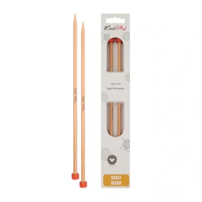 Image of KnitPro KP35282 25 cm x 6 mm Basix Single Pointed Needles, Birch