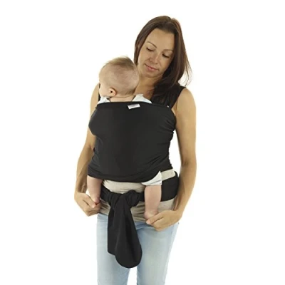 Image of Baby Sling Wrap Carrier Newborn to 35 lbs Infant with 3 Carrying Positions 95% Cotton 5% Spandex Black