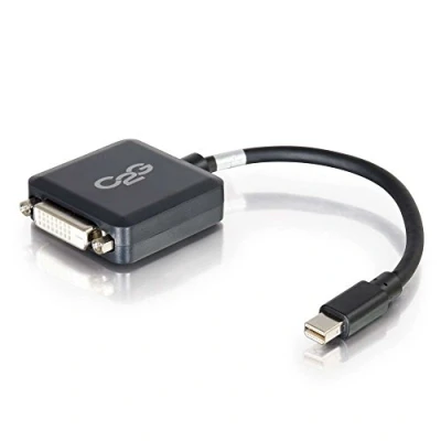 Image of C2G 20CM Mini DisplayPort Male to DVI D Single Link Female Adapter Black, Full HD DP or Thunderbolt Compatible with Apple MacBook, Mac Mini, Pro, Microsoft Surface Dell XPS and More