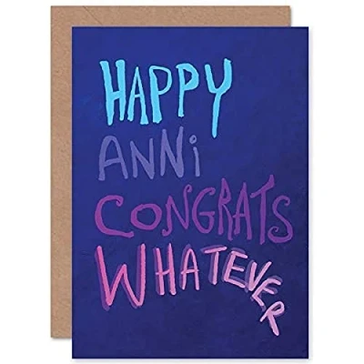 Image of Artery8 Happy Birthday Anniversary Congratulations Whatever Purple Funny Sealed Greeting Card Plus Envelope Blank inside