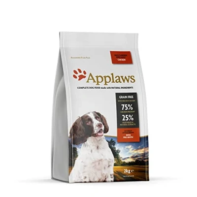 Image of Applaws Complete and Grain Free Dry Dog Food for Adult Medium Small Dogs, Chicken, 2kg (Pack of 1)