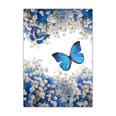 Image of Passport Holder Cover, PU Leather Travel Wallet Case Organiser for Passport, Business Cards, Credit Boarding Passes (Butterfly with Flower)
