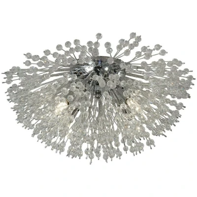 Image of Sunburst 4 Light Flush Chrome, Glass Beads