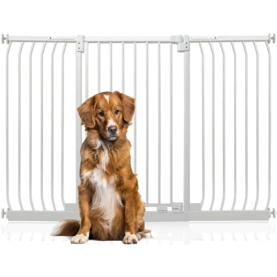 Image of Bettacare Extra Tall Elite Dog Gate, 152cm 161cm, Matt White, 96.8cm in Height, Pressure Fit Pet Gate for and Puppy, Barrier, Easy Installation