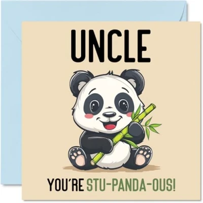 Image of Birthday Cards for Uncle Stu Panda ous Funny Happy Card from Nephew Niece, Gifts, 145mm x Joke Greeting Men Him
