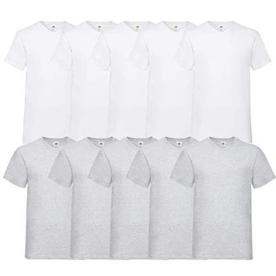 Image of Fruit of the Loom Men&#039;s V Neck Valueweight T Shirt (Pack 10) Multicolour XXX Large