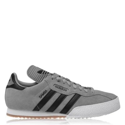 Image of adidas Originals Mens Samba Super Grey Suede Shoes Retro Trainers Sneakers H05784 (Grey, UK Footwear Size System, Adult, Men, Numeric, Medium, 7)