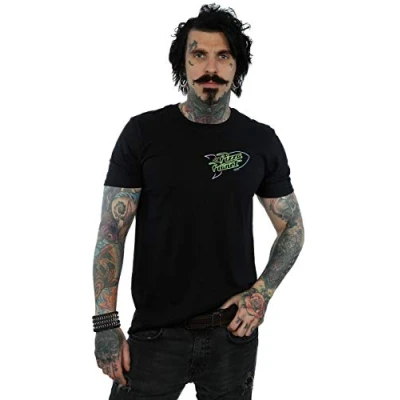 Image of Disney Men&#039;s Toy Story Neon Pizza Planet Breast Print T Shirt Black Small