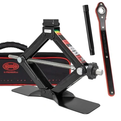 Image of Heyner Premium Scissor Jack 1.5 ton for BMW Dedicated Lifting Slot &quot;Black Edition&quot; Ratchet Carry Case 347H350