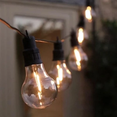 Image of SolarCentre® Edinburgh USB Solar Outdoor Festoon Lights 10 Bulbs Powered by Leaf