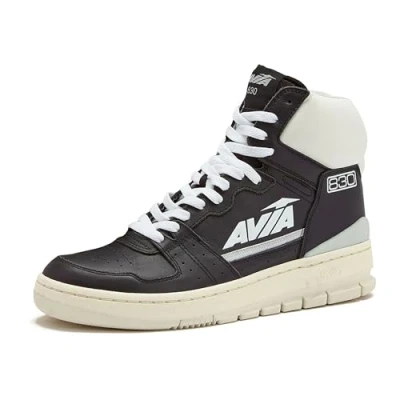 Image of Avia 830 Men’s Basketball Shoes, Retro Sneakers for Indoor or Outdoor, Street Court Black/White/Silver Grey, 10 Medium