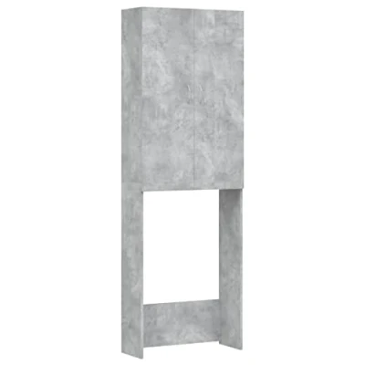 Image of vidaXL Washing Machine Cabinet, Durable Engineered Wood, Concrete Grey, Easy Assembly 64x25.5x190 cm Cabinet Adding Storage Space in Bathroom