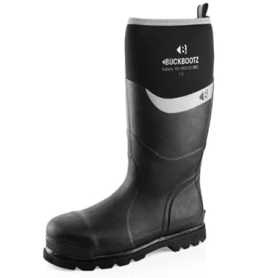 Image of Buckler Buckbootz BBZ6000 Premium Neoprene &amp; Rubber Safety Wellington Boots (Black, UK Footwear Size System, Adult, Men, Numeric, Wide, 12)