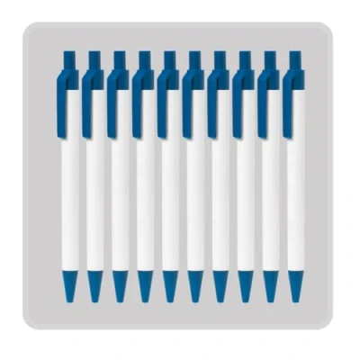 Image of NIPORO Pack of 50 Sustainable Ballpoint Pens Made Recycled Cardboard and Wheat Straw Blue Ink, Pen, Environmentally Friendly (Blue)