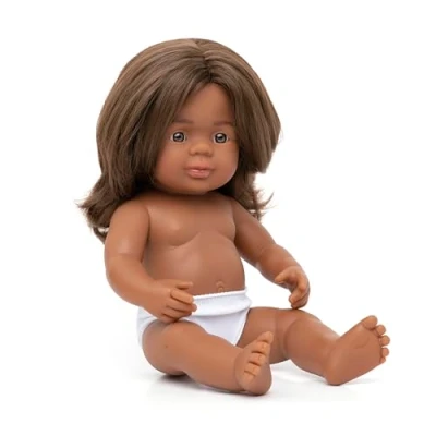Image of MINILAND Baby doll Australian Aboriginal girl 38cm in retail box underwear (31048), Natural