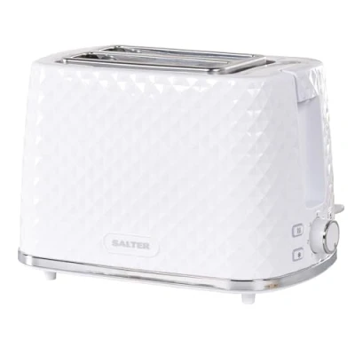 Image of Salter EK5575WH 2 Slice Glacier Toaster Wide Toasting Slots, 7 Levels of Variable Browning, Defrost, Reheat and Cancel Functions, Removable Crumb Tray Included, Modern Finish White 930 W,Black