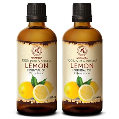 Image of Lemon Oil 200ml 2x100ml Citrus Limon Italy 100% Pure for Good Sleep Body Care Wellness Beauty Relaxation Aromatherapy Aroma Diffuser Lamp