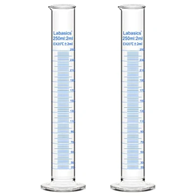 Image of Labasics 2 Pack 250 ml Borosilicate Glass Graduated Cylinder Measuring