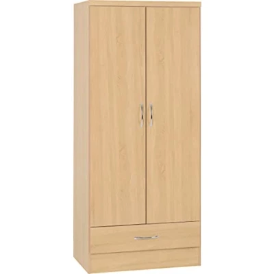 Image of Seconique Nevada 2 Door 1 Drawer Wardrobe in Sonoma Oak Effect