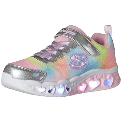 Image of Skechers Girls 302315l Smlt Sneaker, Silver Synthetic Mesh, 13 UK