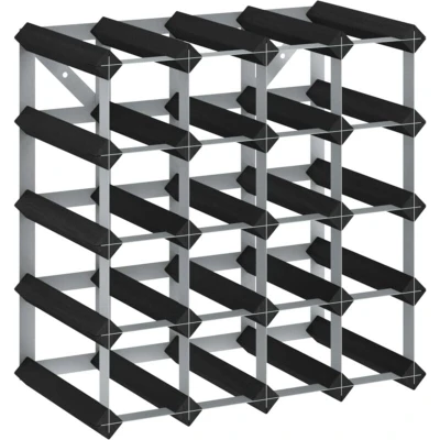 Image of vidaXL Wine Rack for 20 Bottles Black Solid Pine Wood