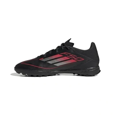 Image of adidas Performance F50 League turf Astro trainers, Men&#039;s, Size: 9, Core black/iron metallic/lucid red Textile/synthetics