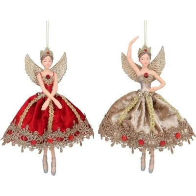 Image of Gisela Graham Christmas Regal Fairy Set of 2 Decorations
