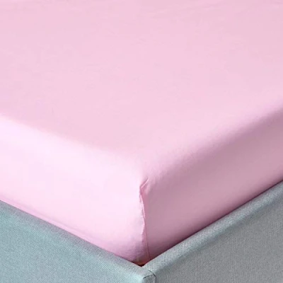 Image of HOMESCAPES Pink Deep Fitted Sheet (12) Super King 200 TC 400 Thread Count Equivalent Pure Egyptian Cotton Bed with Fully Elasticated Skirt