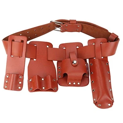 Image of DEWIN 5 in 1 Tool Belt, Leather Scaffolding Pouch with Holder Accessories for Level Spanners Hammer