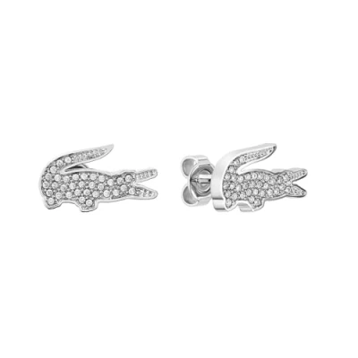 Image of Lacoste Crocodile Earrings, Women&#039;s, Size: One Size, Silber