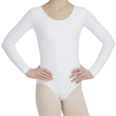 Image of Crazy Chick® New Girl Children Ballet Dance Leotard Bodysuit Gymnastics Long Sleeved Dancewear Fancy Dress UK Age 3 13 Year (White, years)