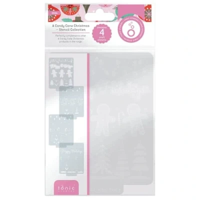 Image of Tonic Studios A Candy Cane Christmas 4 Stencil Set 12.8 cm x 17cm Perfect for Inks Ideal Nuvo Consumables