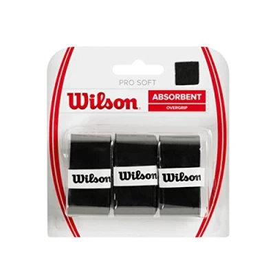 Image of Wilson Unisex Tennis Racket Overgrip Pro Soft Over Grip Black Black, Pack of 3 UK