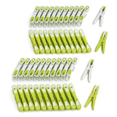 Image of culiclean Clothes Pegs for Washing Line Strong Soft Grip 48 pcs Dot Eco green white Non Slip Heavy Duty Large Plastic Laundry Peg Secure Rubber Mark Free