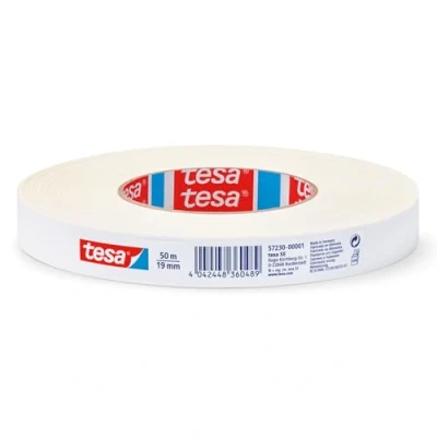 Image of tesa 57230 00001 02 01 Fabric Adhesive Tape White (L x W) 50 m 19 mm Pack of 1, 50m 19mm