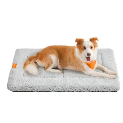 Image of Feandrea Warm Dog Cat Bed, Mattress for Crate, Pet Blanket Dogs and Cats, 105 x 70 cm, XL, Machine Washable Dryer Friendly, Non Slip, Light Grey PPB020G01